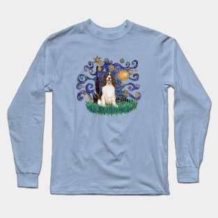 Starry Night Derivative Featuring a Brown and White English Springer Spaniel Long Sleeve T-Shirt